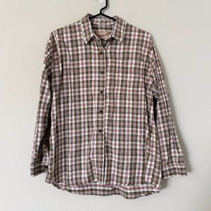 Vintage Woolrich Flannel Button Down Plaid Red Tan Black